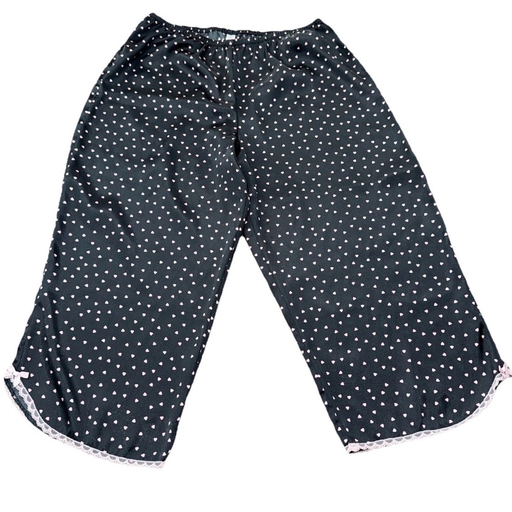 Gilligan & O'Malley Small‎ PJ Sleep Lounge Pants Black Pink Hearts Valentines